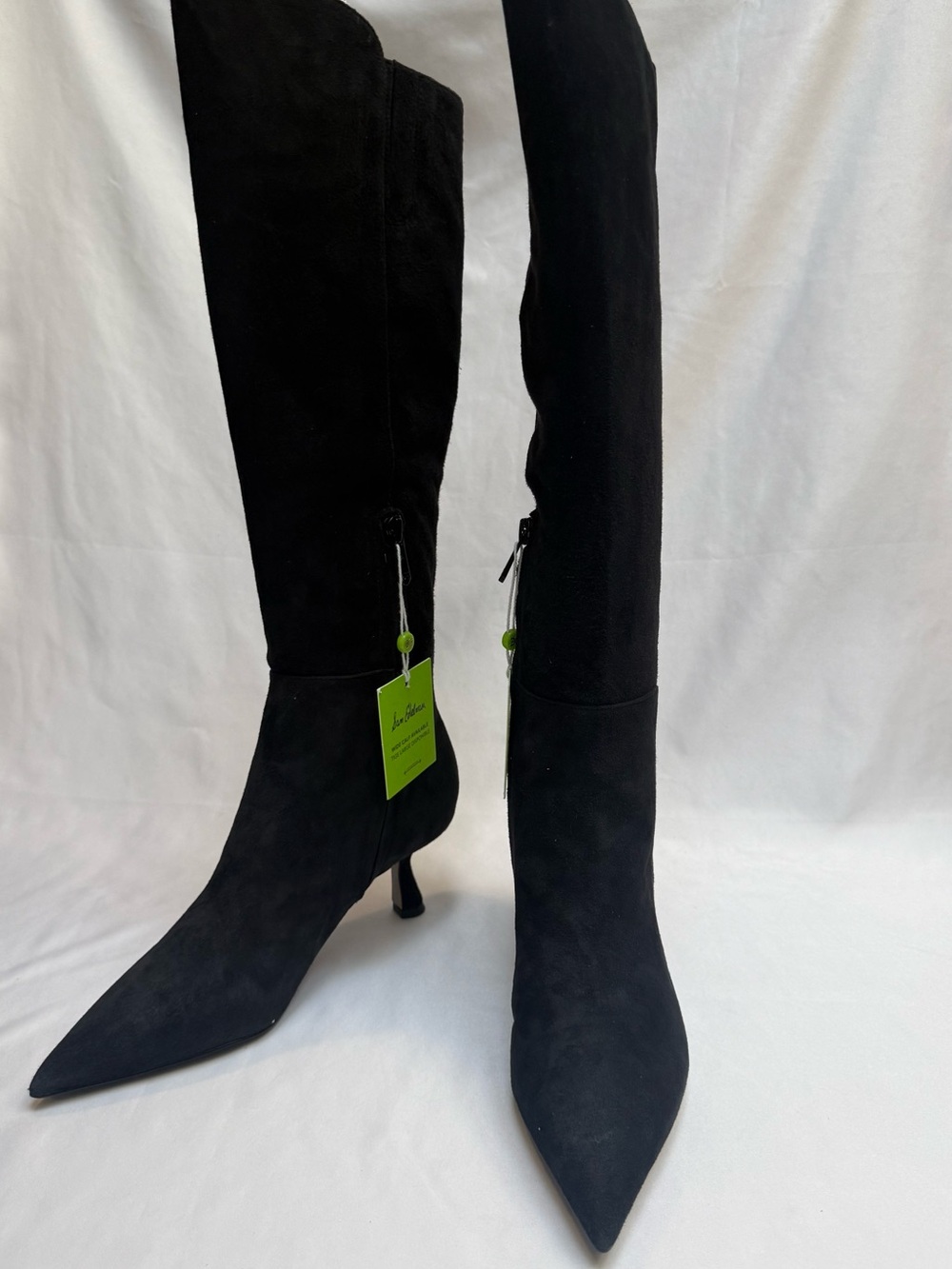 NEW Sam Edelman Taylin Black Suede Knee High Kitten Heel Boots Sz 8m Retail $220